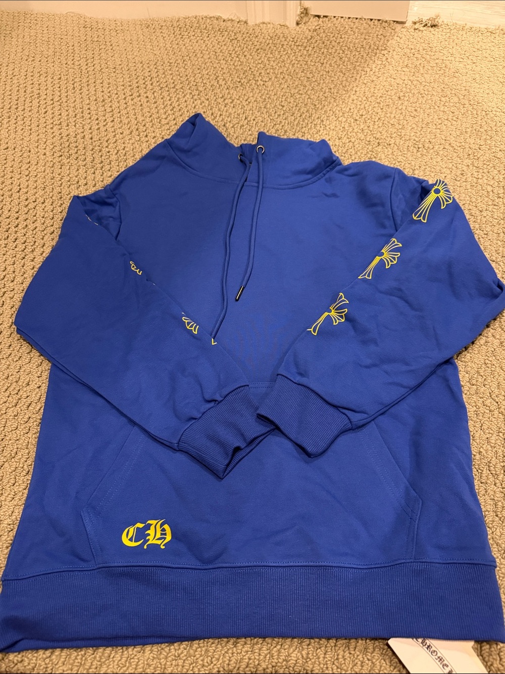 Chrome Hearts Royal Blue Hoodie with Yellow Accents